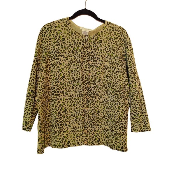 Vintage Green Leopard Print 2pc Cami and Cardigan - Picture 1 of 5
